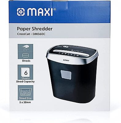 Maxi Cross Cut Shredder- DM060C - 6 Sheets, Black