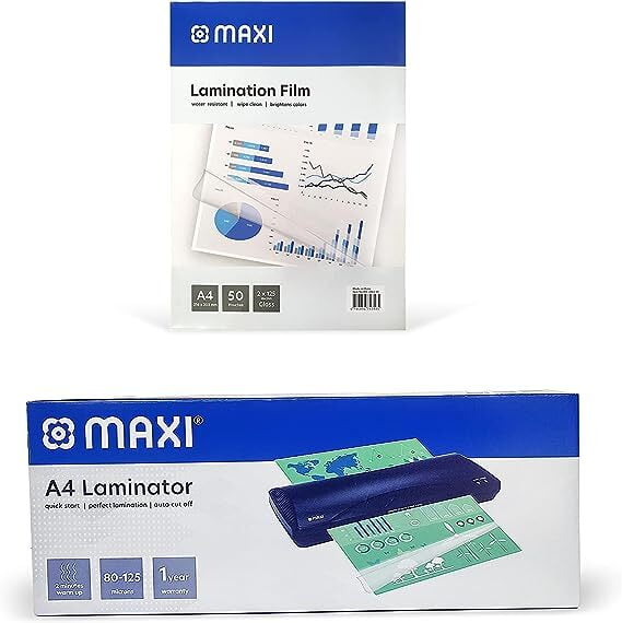 Maxi A4 Laminator + Lamination Pouch 125mic 100pcs