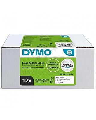 Dymo 99012 Labelwriter Large Address Labels 36 X 89mm- Pack of 12 Rolls