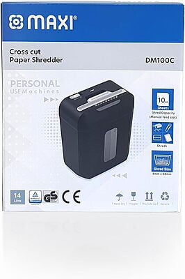 Maxi DM-100C Paper Shredder 10-Sheet Cross-Cut, 14 Litres Shredder for Home and Office