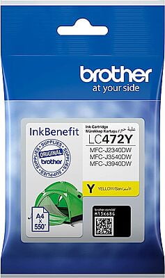 Brother Genuine LC472Y Yellow Printer Ink Cartridge, Prints up to 550 pages