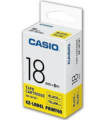 CASIO 18mm Black on Yellow EZ-Label Cartridge | XR-18YW1