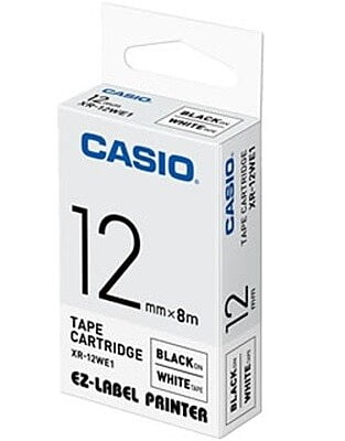 CASIO 12mm Black on White EZ-Label Cartridge | XR-12WE1