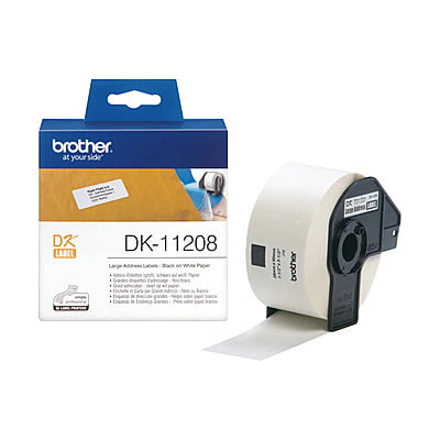 Brother DK-11208 Label Roll – Black on White, 38mm x 90mm