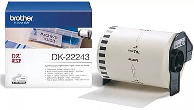 Brother DK-22243 Continuous Paper Label Roll – Black on White, 102mm wide