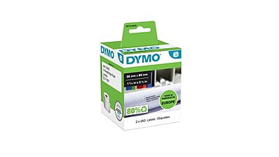 DYMO LabelWriter™Labels Black Text on White Label 36 mm x 89 mm- 2 Rolls of 260-S0722400