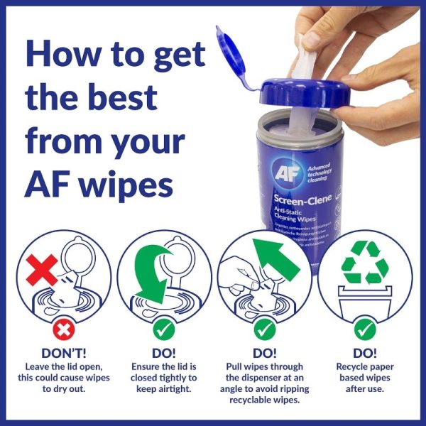 AF Screen-Clene Anti-Static Cleaning Wipes – 100 Pack Tube For Monitors, Screens, Laptops, and Glass Surfaces - Image 2