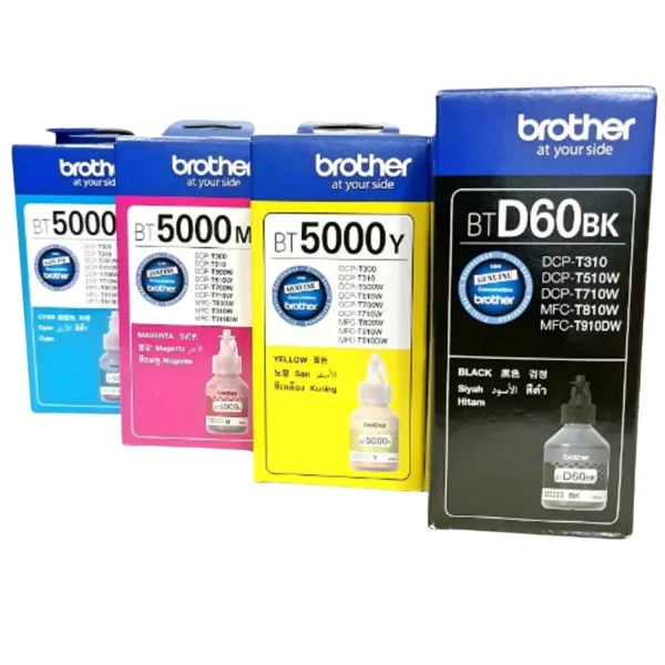 Brother Genuine Ink Bottle Set - BTD60BK and BT5000 - 4 Colors - Image 2