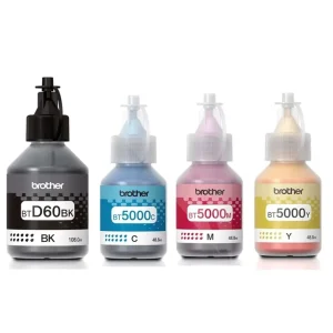 Brother Genuine Ink Bottle Set - BTD60BK and BT5000 - 4 Colors