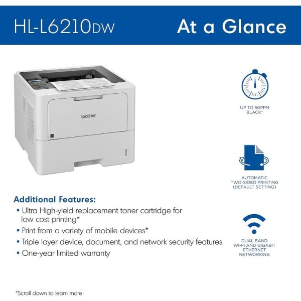 Brother HL-L6210DW Wireless Monochrome Laser Printer with Duplex, Wi-Fi & Network Connectivity - Image 2