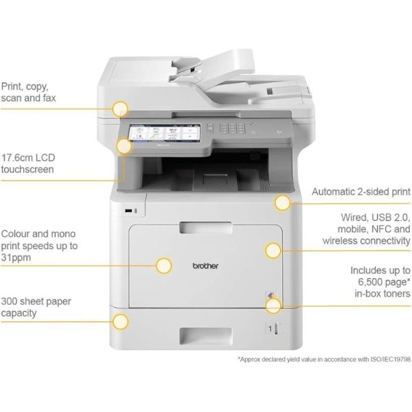 Brother MFC-L9570CDW A4 Color Laser Printer, Wireless, Network and NFC, Print, Copy, Scan, Fax and 2 Sided Printing - Image 4