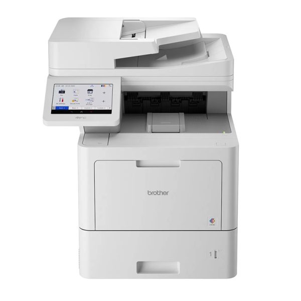 Brother MFC-L9630CDN A4 Color Laser Printer front view with touchscreen and paper trays visible