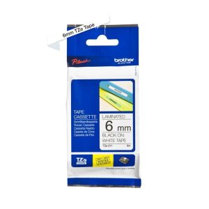 Brother TZe-211 Labelling Tape Cassette – Black on White, 6mm wide