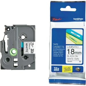 Brother P-touch TZE241 | 18mm Black Print on White Laminated Tape