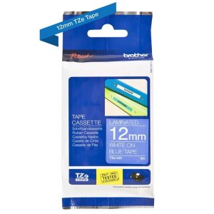 Brother P-touch TZE535 | 12mm White Print on Blue Laminated Tape