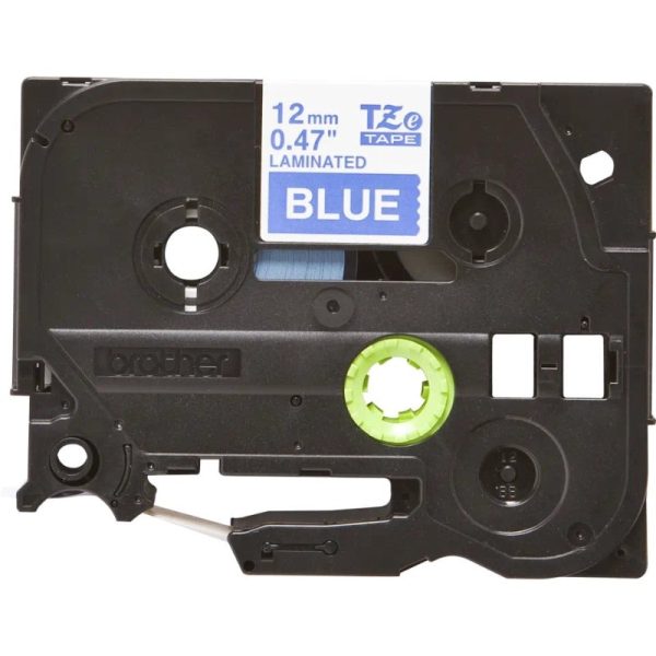 Brother P-touch TZE535 | 12mm White Print on Blue Laminated Tape - Image 2