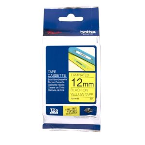 Brother P-touch TZE631 - 12mm Black Print on Yellow Laminated Tape