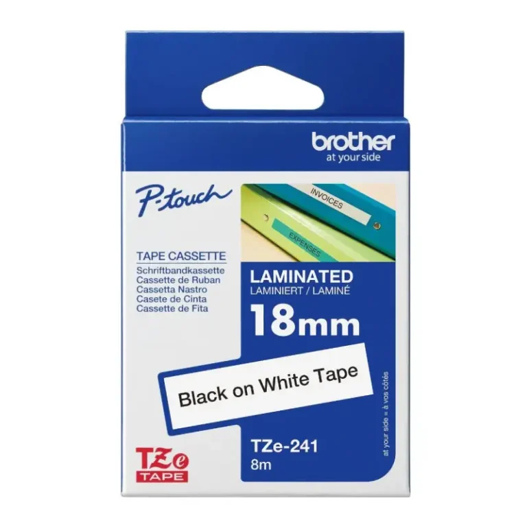 Brother TZe-241 18 mm Black-on-White Laminated Label Tape