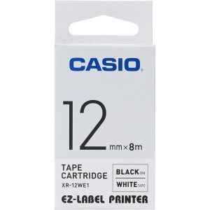 CASIO 12mm Black on White EZ-Label Cartridge | XR-12WE1