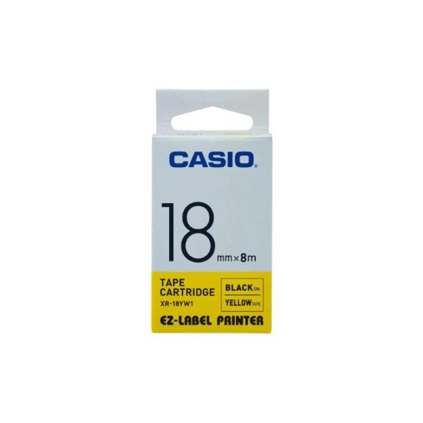 CASIO 18mm Black on Yellow EZ-Label Cartridge | XR-18YW1