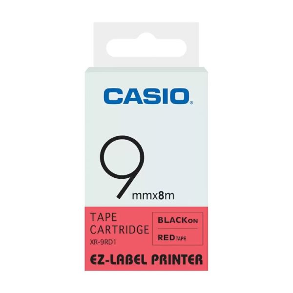 CASIO 9mm Black on Red EZ-Label Cartridge | XR-9RD1