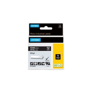 DYMO Industrial Vinyl Labels 12MM- White on Black - 1805435