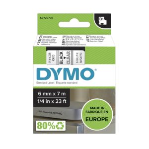 DYMO 43610 Standard D1 Labeling Tape Black Print on Clear Tape - 6mmx7mm | S0720770