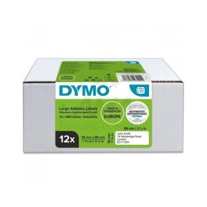 Dymo 99012 Labelwriter Large Address Labels 36 X 89mm- Pack of 12 Rolls