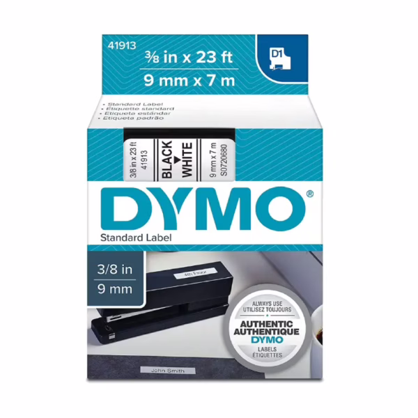 DYMO D1 9mm x 7m Label Tape Black on White – S0720680