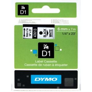 DYMO D1 Standard Labels - 6mm- Black on White - S0720780