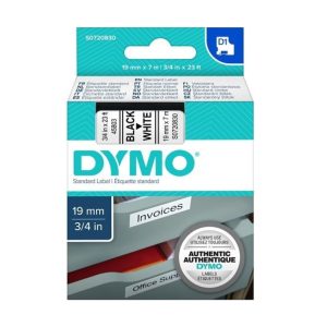 DYMO D1 Standard Labels Black Text on White Label 19MM x 7M - S0720830