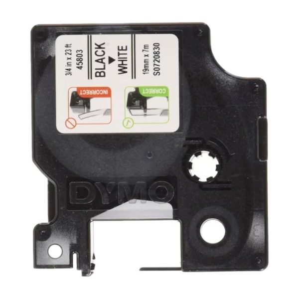 DYMO D1 Standard Labels Black Text on White Label 19MM x 7M - S0720830 - Image 2
