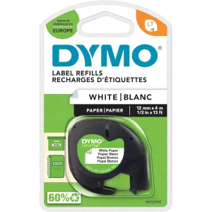 Dymo Tape 12Mmx4M Paper White, Black On White Label - S0721510