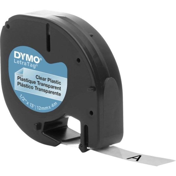 Dymo LetraTag Tape 12mmx4m , Black On Clear Plastic Label - S0721530 - Image 2