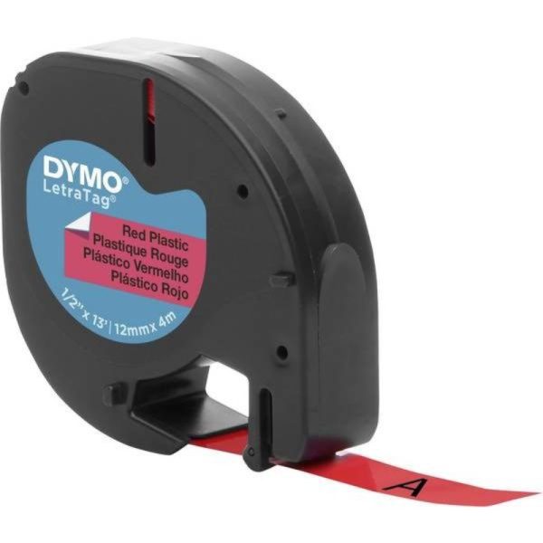 DYMO LetraTag® Plastic Labels Black Text on Red Label-S0721630 - Image 2