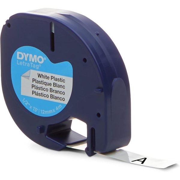 Dymo LetraTag Tape 12mmx4m , Black On White Plastic Label - S0721660 - Image 2