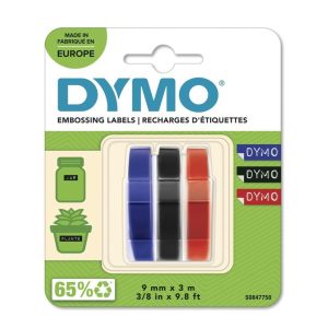 Dymo 9mm Mixed Colours Embossing Tape Pack Of 3- S0847750