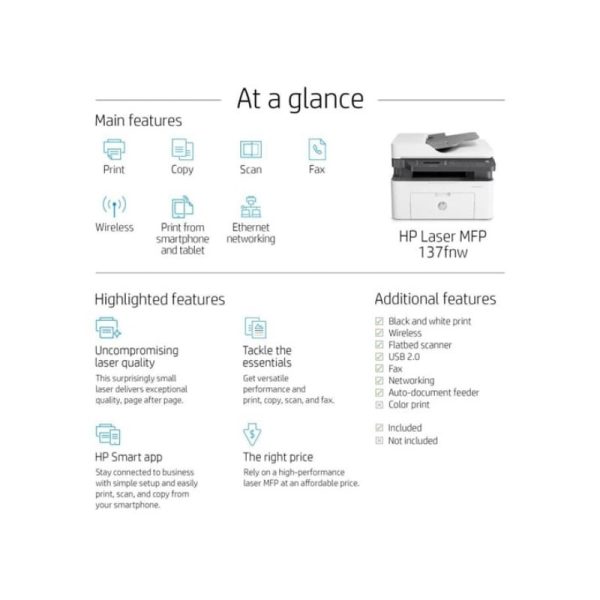 HP Laser MFP 137fnw - A4 Mono Multifunction Laser Printer - Image 4