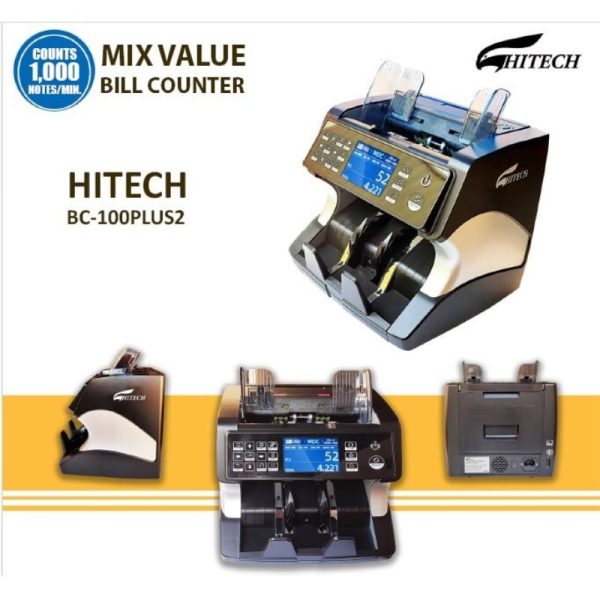 Hitech BC-100 Plus 2 Mixed Value Bill Counter With Ultraviolet, Magnetic Detection - Image 4
