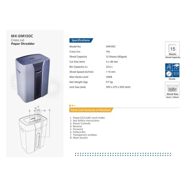 Maxi DM-150C Cross Cut Shredder - Image 2