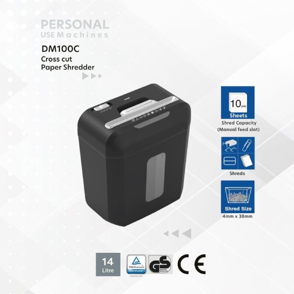 Maxi DM-100C Paper Shredder 10-Sheet Cross-Cut, 14 Litres Shredder for Home and Office - Image 2