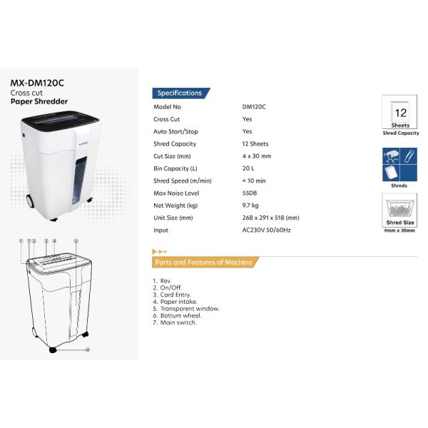 Maxi DM-120C Cross Cut Shredder - Image 2
