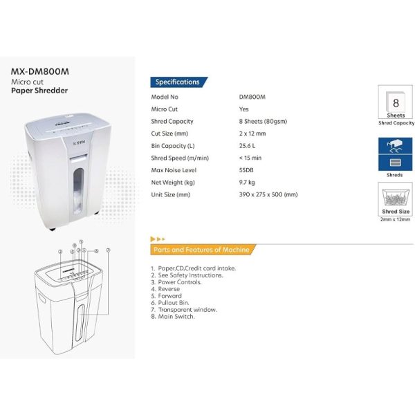 Maxi DM-800M Micro Cut Shredder - Image 2