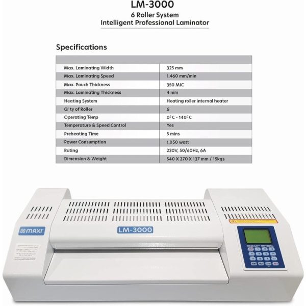 Maxi - A3 Auto Feeder Laminator with 6 Roller System | LM-3000 - Image 2