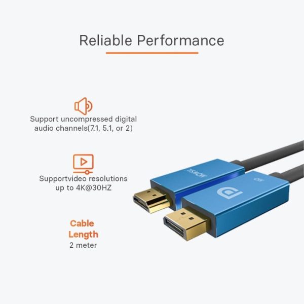 Mowsil HDMI to DP 4K Cable - 2Mtr - Image 3