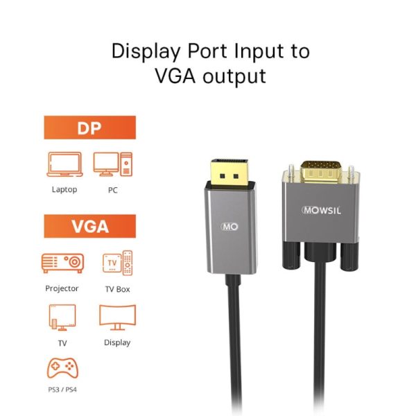 Mowsil DP to VGA CABLE 2Mtr - Image 3