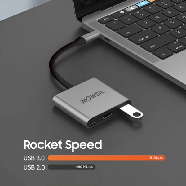 Mowsil USB-C Hub 3 IN 1 (Type-C to USB,PD & HDMI) - Image 6