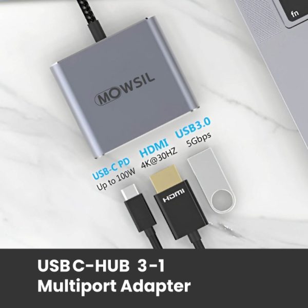 Mowsil USB-C Hub 3 IN 1 (Type-C to USB,PD & HDMI) - Image 5