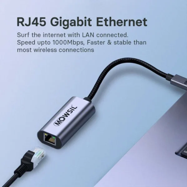 Mowsil USB-C to Lan Gigabit RJ45 Adapter - Image 5