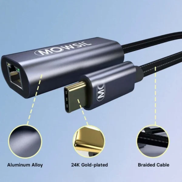 Mowsil USB-C to Lan Gigabit RJ45 Adapter - Image 4